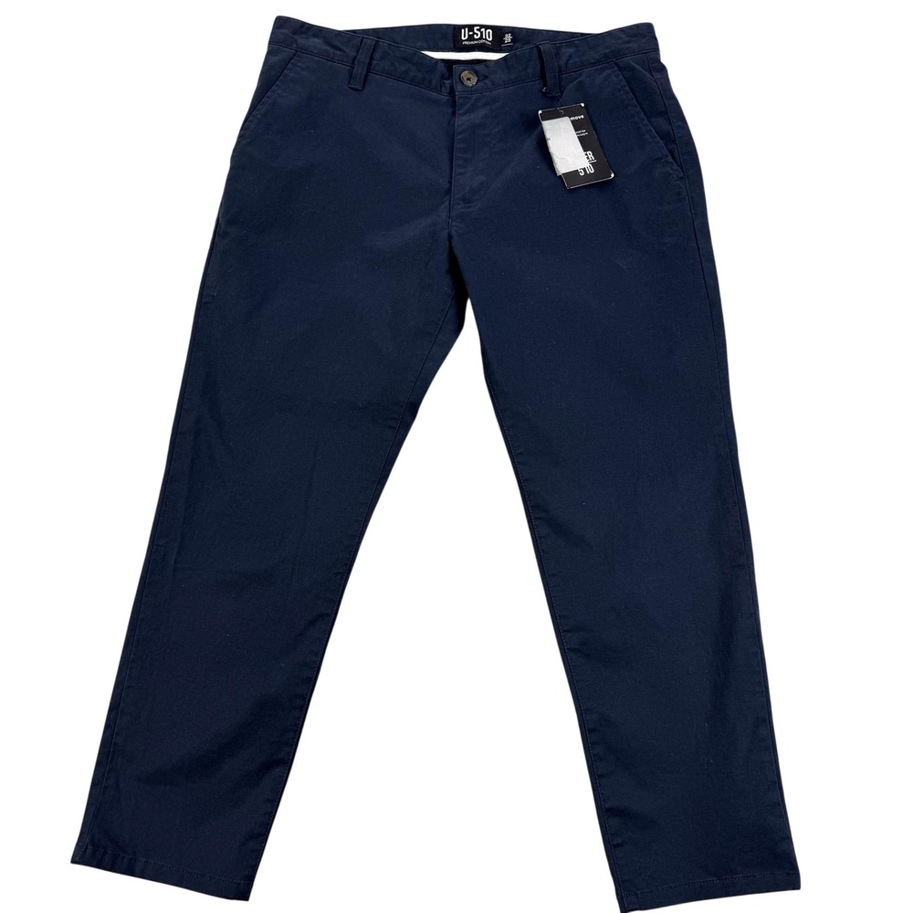 Under 510 Premium Cotton Chino Pants Mens 32x25 Blue Stretch Office Casual